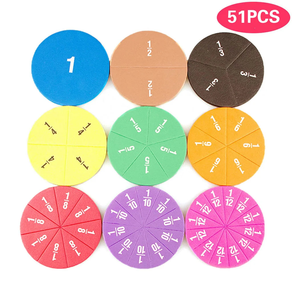 51pcs Fraction Math Teaching Tool (EVA Round Set):