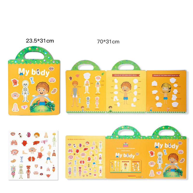 Reusable Cartoon Sticker Book for Kids