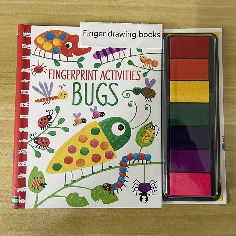 Fingerprinting Books With Rubber Stamps Ink Pad Activities Doodling Book Animal Garden DIY Craft Toy