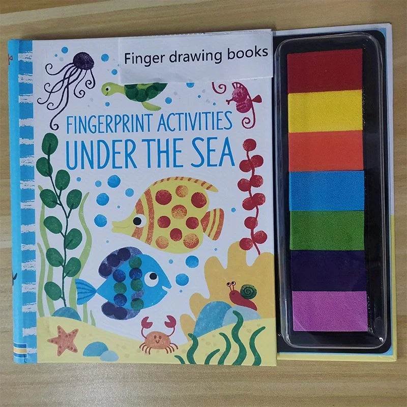 Fingerprinting Books With Rubber Stamps Ink Pad Activities Doodling Book Animal Garden DIY Craft Toy