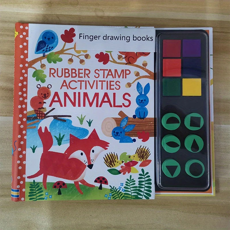 Fingerprinting Books With Rubber Stamps Ink Pad Activities Doodling Book Animal Garden DIY Craft Toy