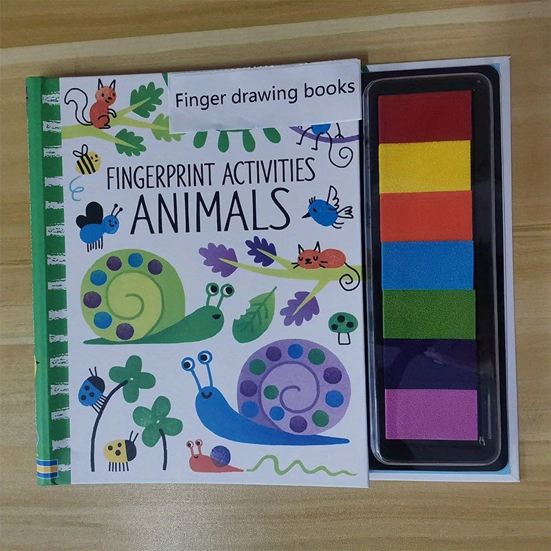 Fingerprinting Books With Rubber Stamps Ink Pad Activities Doodling Book Animal Garden DIY Craft Toy