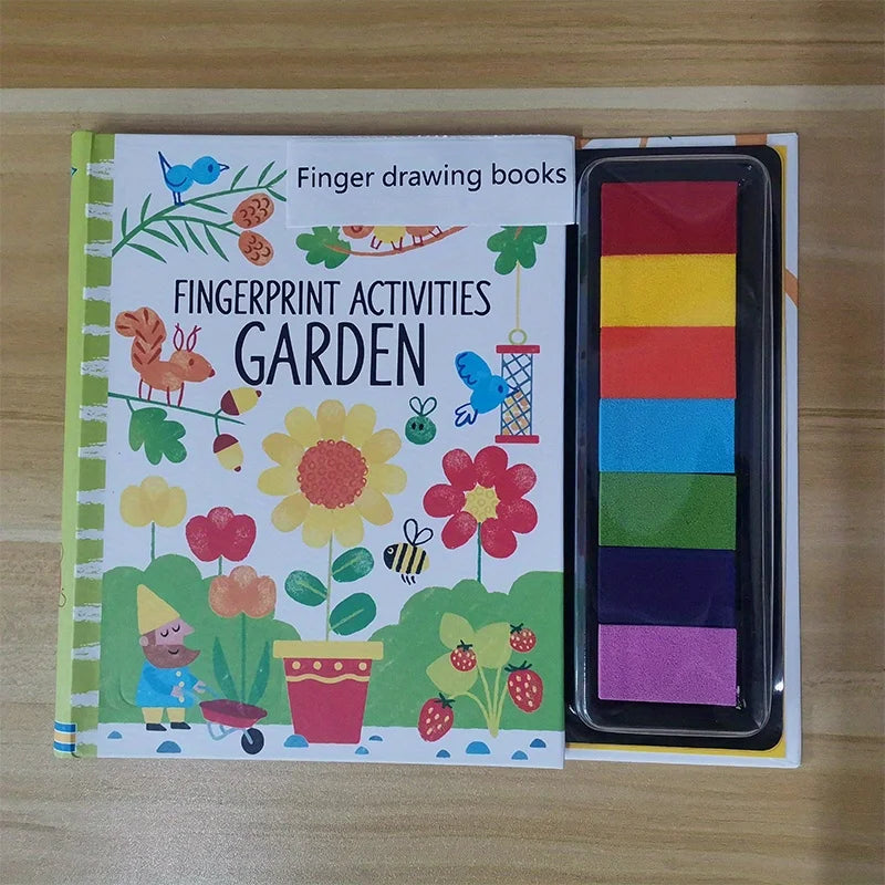 Fingerprinting Books With Rubber Stamps Ink Pad Activities Doodling Book Animal Garden DIY Craft Toy