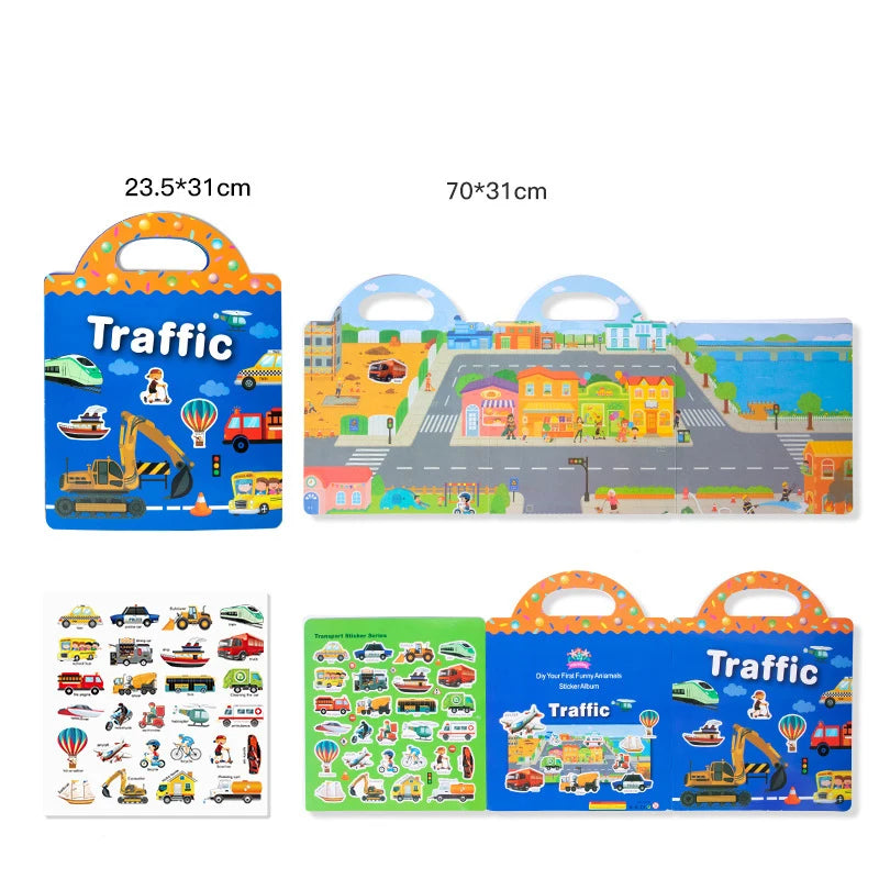 Reusable Cartoon Sticker Book for Kids