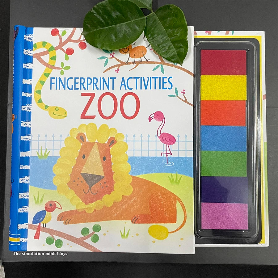 Fingerprinting Books With Rubber Stamps Ink Pad Activities Doodling Book Animal Garden DIY Craft Toy