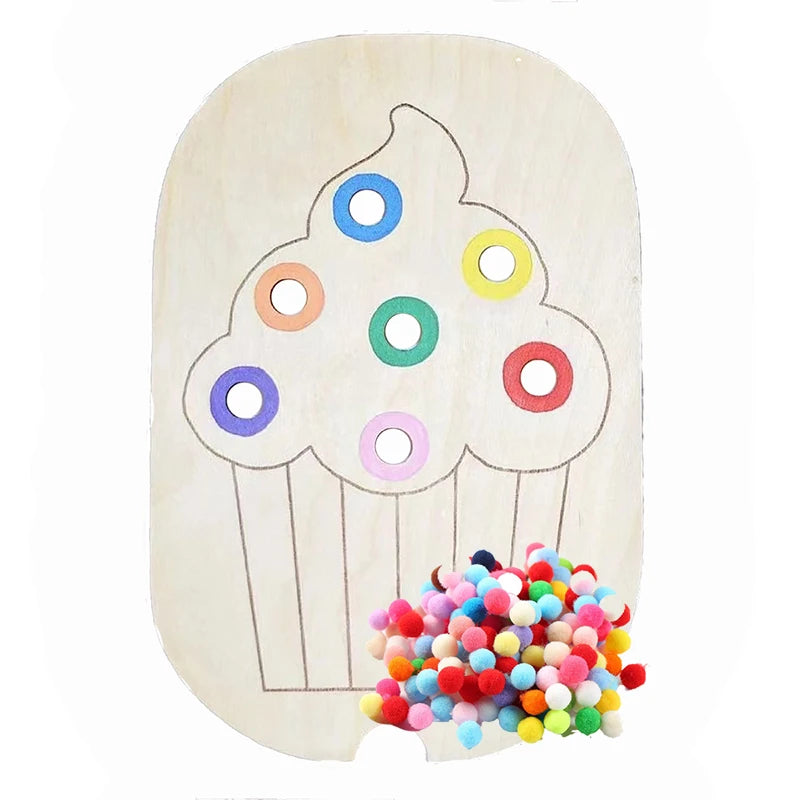 Children's Sensory Tray Table Color Hairball Game Wooden Tile Montessori Early Education Toys Kids Toys Educational Accessories