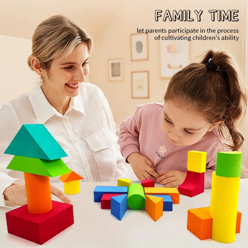 Soft EVA Building Blocks Large Educational STEM Toys for Preschool Kids Big Colorful Stackable Blocks Boy Girl Gifts-46pcs