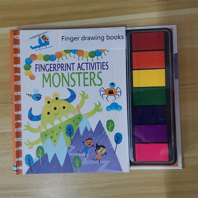 Fingerprinting Books With Rubber Stamps Ink Pad Activities Doodling Book Animal Garden DIY Craft Toy