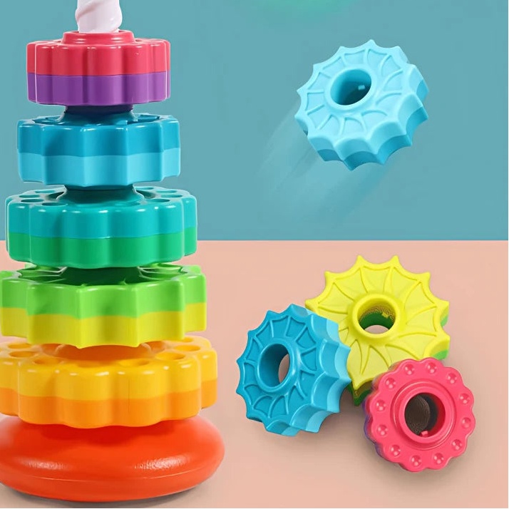 Rotated Rainbow Spinning Stacking Toys Baby Early Education Puzzle