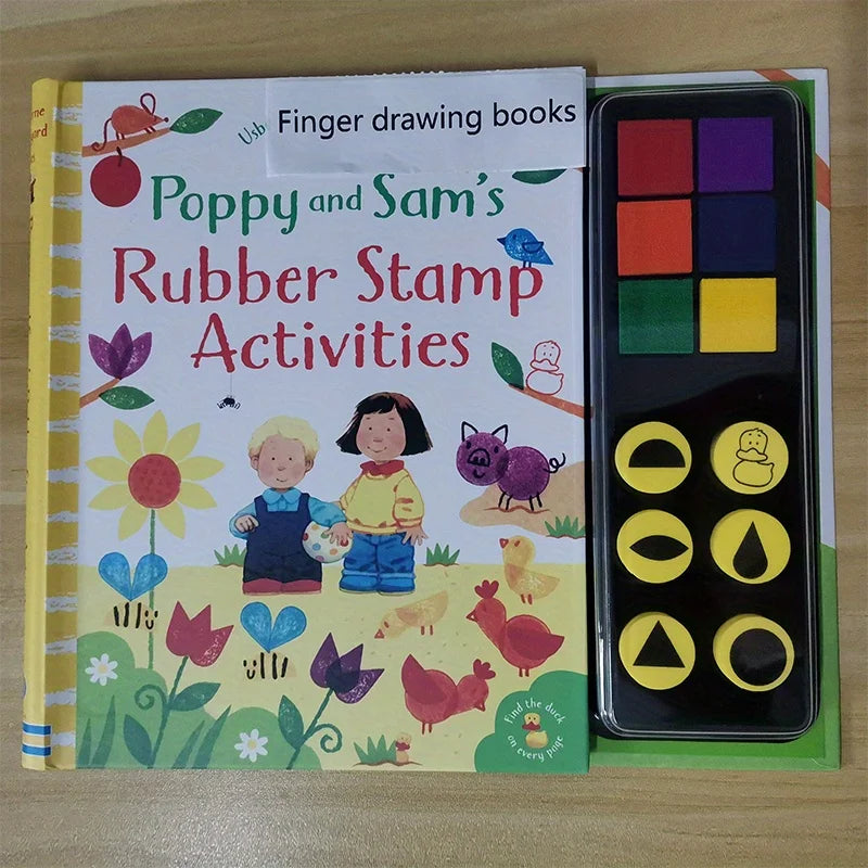 Fingerprinting Books With Rubber Stamps Ink Pad Activities Doodling Book Animal Garden DIY Craft Toy