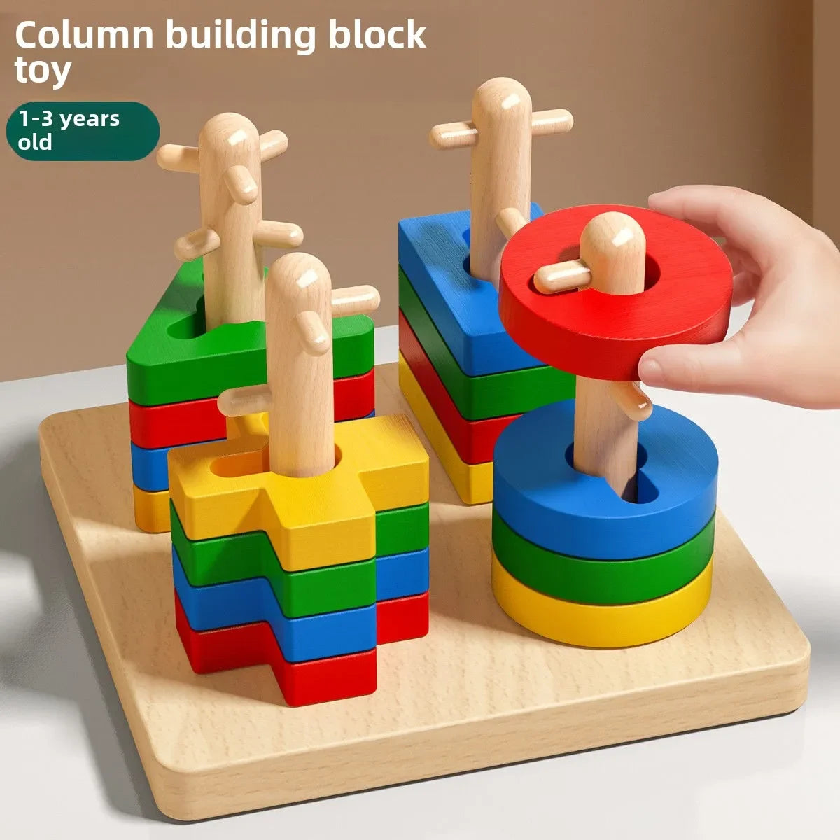 ontessori Wooden Sorting & Stacking Toy