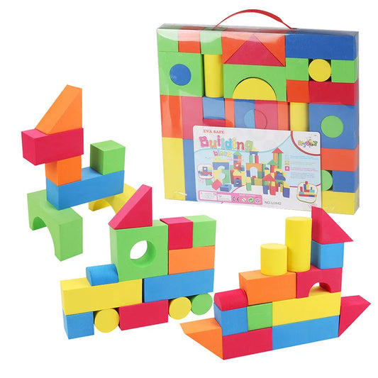 Soft EVA Building Blocks Large Educational STEM Toys for Preschool Kids Big Colorful Stackable Blocks Boy Girl Gifts-46pcs