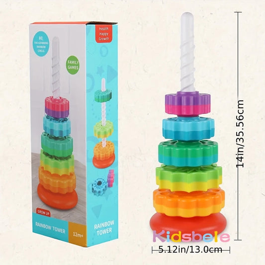 Rotated Rainbow Spinning Stacking Toys Baby Early Education Puzzle