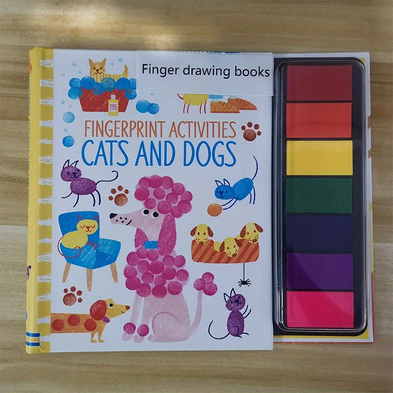 Fingerprinting Books With Rubber Stamps Ink Pad Activities Doodling Book Animal Garden DIY Craft Toy
