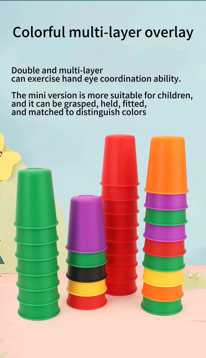 Montessori Toys Mini Stack Cup Game With Card Educational Intellectual Enlightenment Color Cognition Logic Training Children