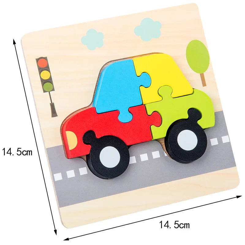 3D Wooden Cartoon Puzzle Set ā Baby Animal & Traffic Jigsaw | Early Learning Toy for Toddlers & Kids"