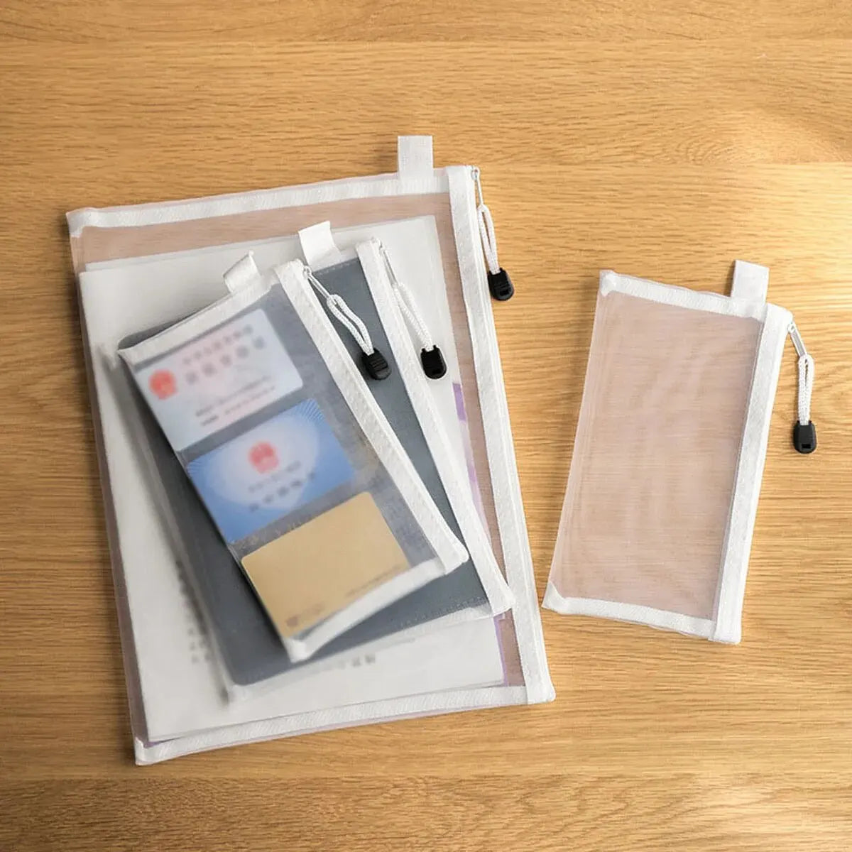 3pcs Mesh Zipper Pouch Set (A4/A5/A6)