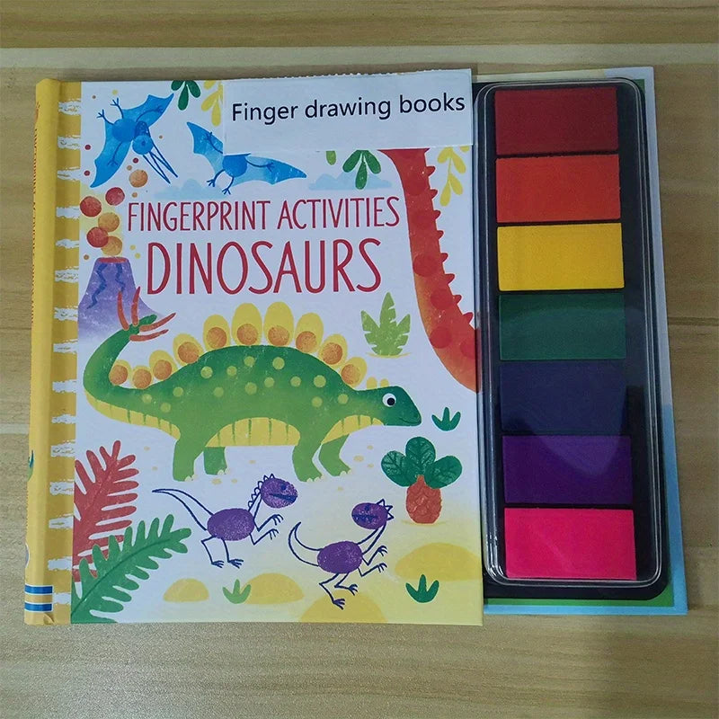 Fingerprinting Books With Rubber Stamps Ink Pad Activities Doodling Book Animal Garden DIY Craft Toy