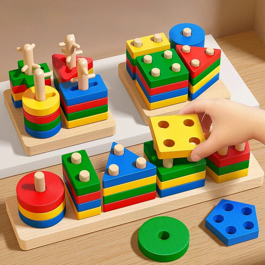 ontessori Wooden Sorting & Stacking Toy