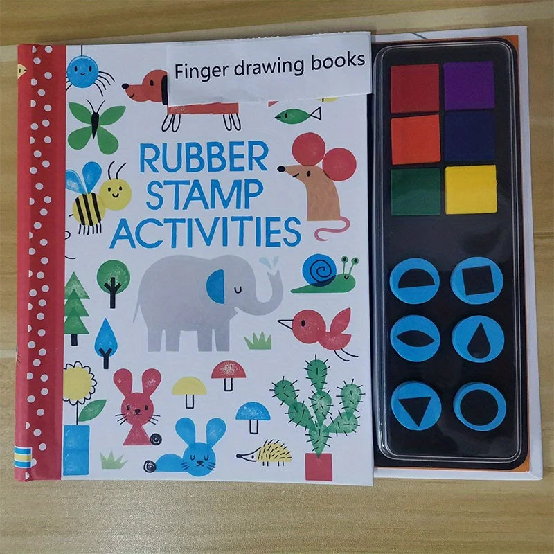 Fingerprinting Books With Rubber Stamps Ink Pad Activities Doodling Book Animal Garden DIY Craft Toy