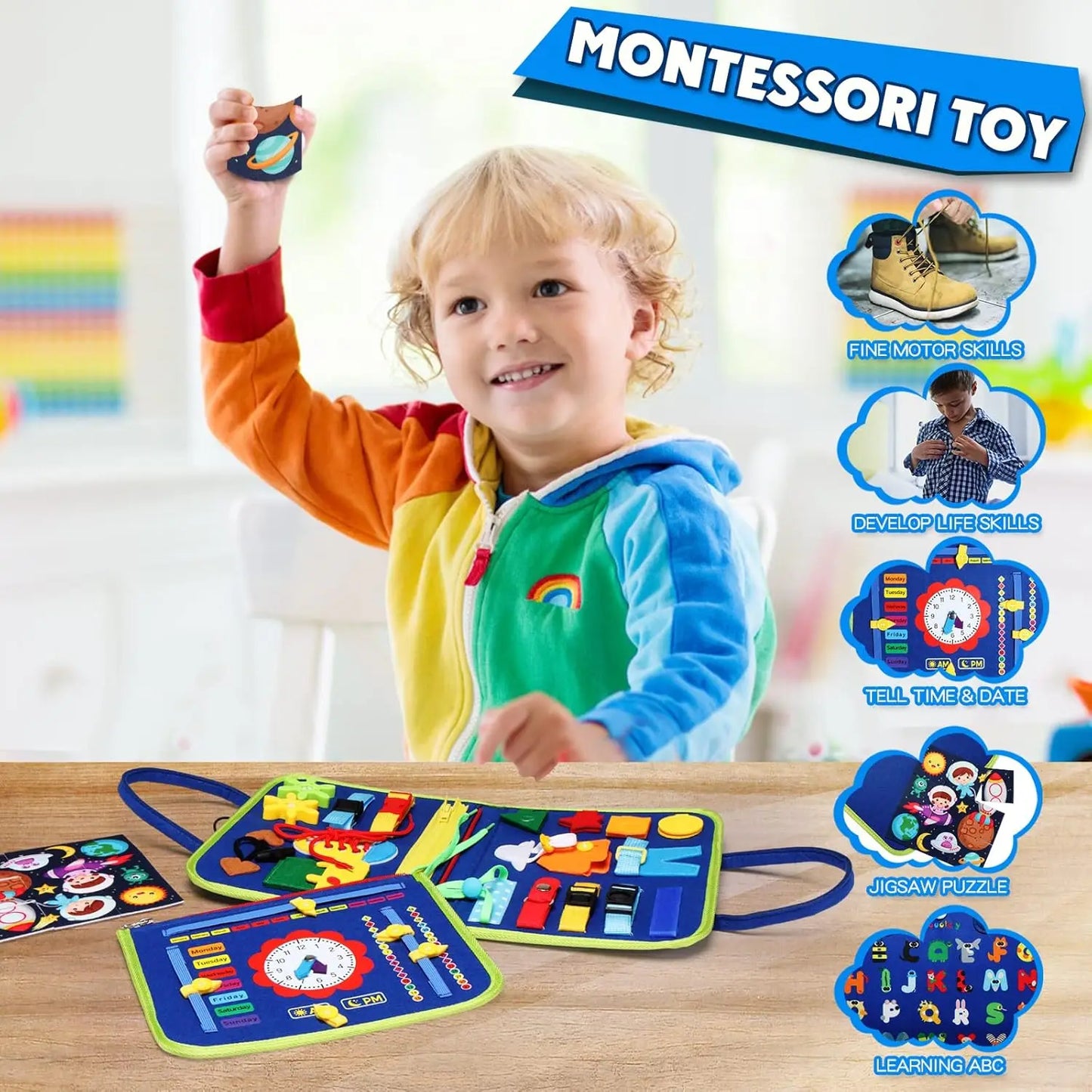 1pc Montessori Kids Travel Toy Felt Activity Quiet Books Busy Board Activity Educational Sensory Learning Book