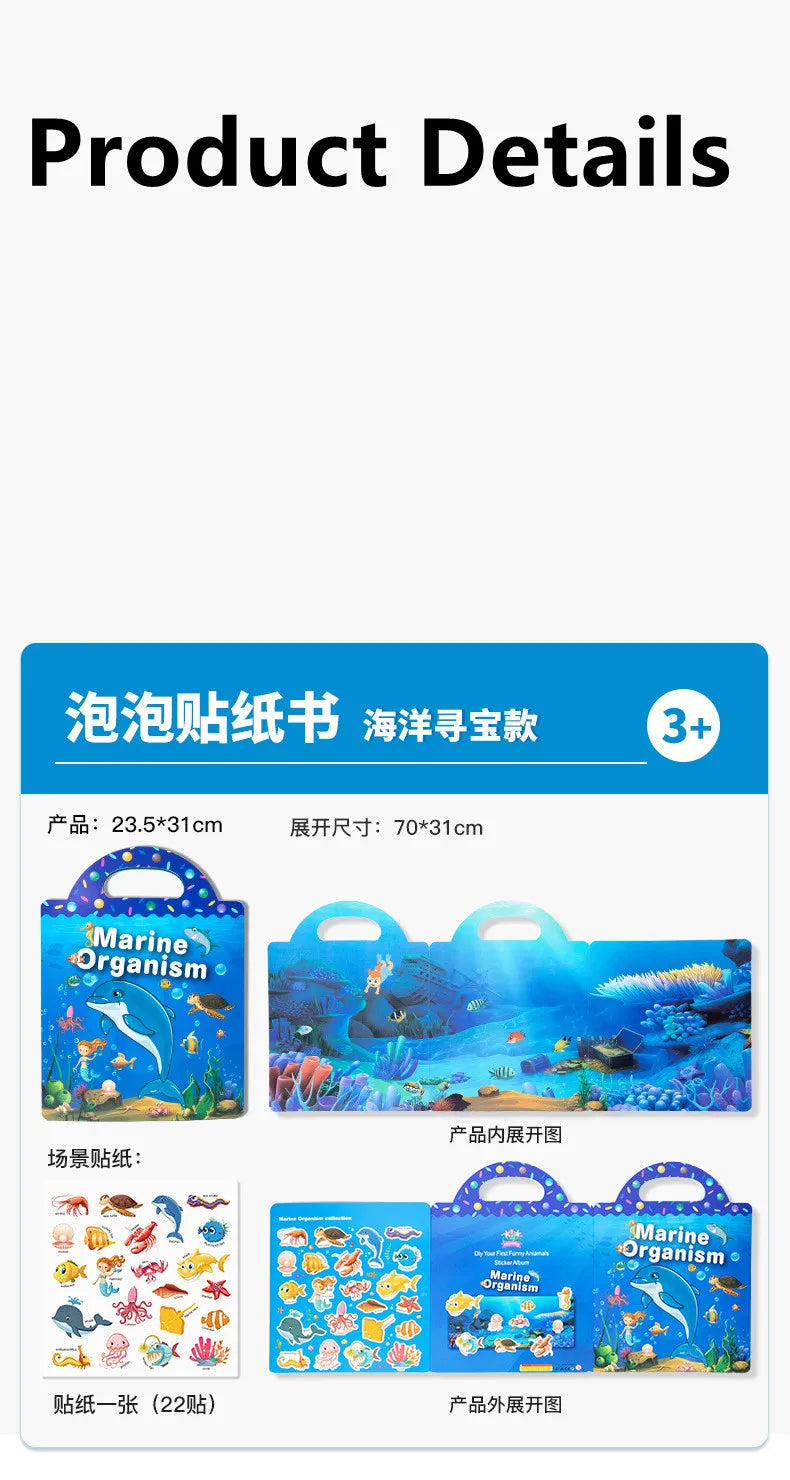 Reusable Cartoon Sticker Book for Kids
