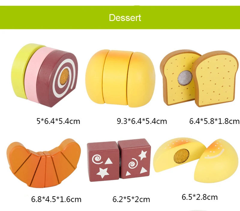 Wooden Pretend Play Kitchen – Montessori Simulation Toy | Educational Cutting Fruit & Vegetable Set for Kids | Role-Playing Game for Children