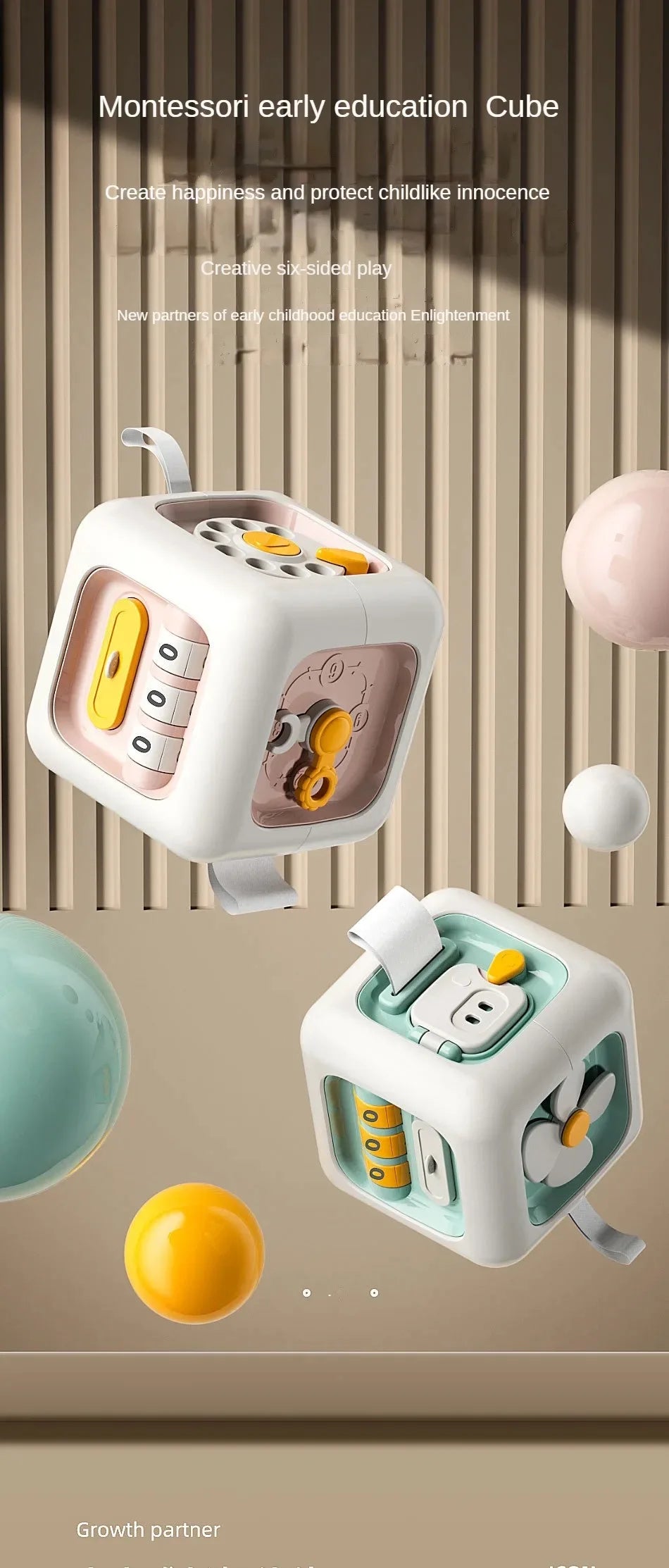 6-in-1 Montessori Skills Drawer Cube – Sensory Busy Board for Toddlers