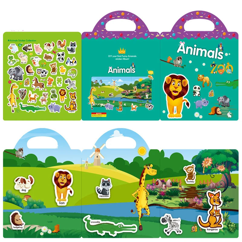 Reusable Cartoon Sticker Book for Kids
