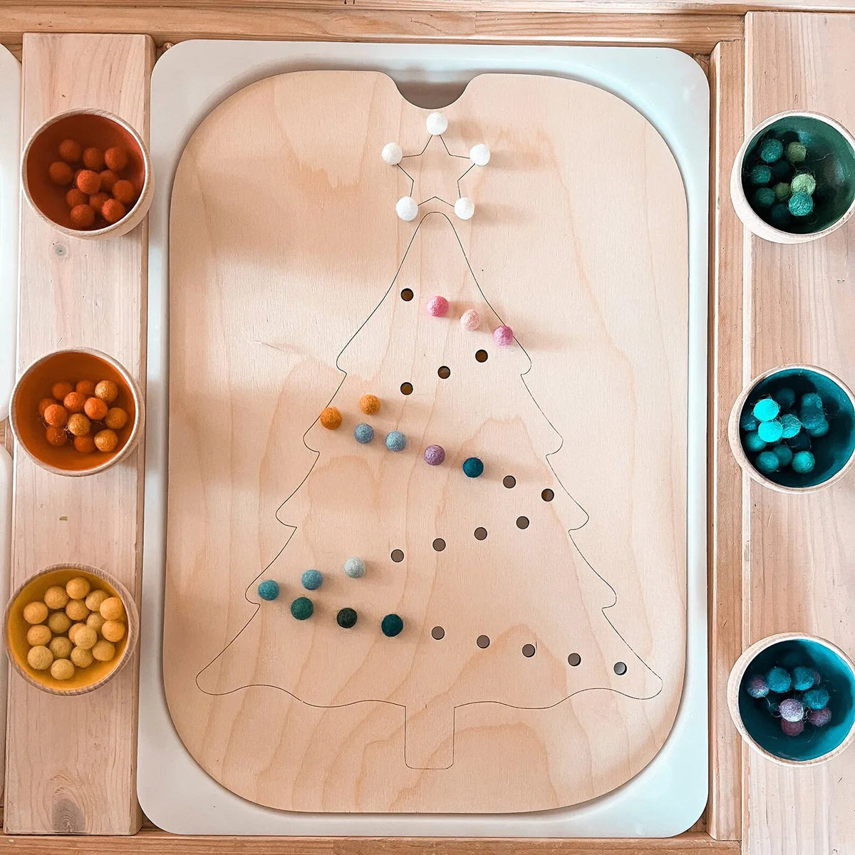 Children's Sensory Tray Table Color Hairball Game Wooden Tile Montessori Early Education Toys Kids Toys Educational Accessories