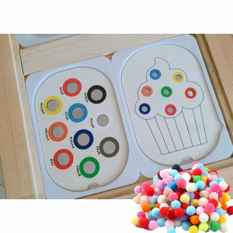 Children's Sensory Tray Table Color Hairball Game Wooden Tile Montessori Early Education Toys Kids Toys Educational Accessories