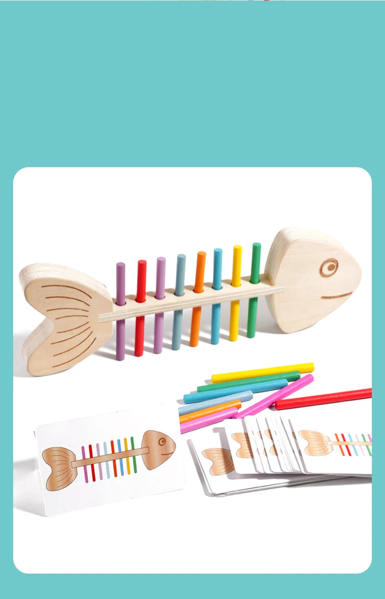 Montessori Color Matching Sensory Toys Wooden Balance Stick Fine Training Game Puzzle Toy For Boys Girls Birthday  Gift