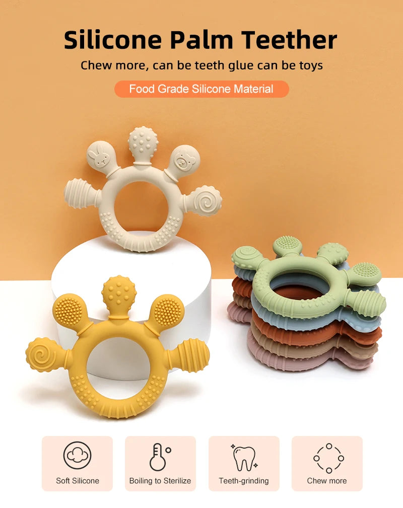 New Hand Multicolor Silicone Baby Ring Teether