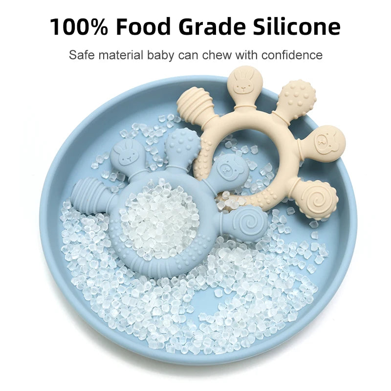 New Hand Multicolor Silicone Baby Ring Teether