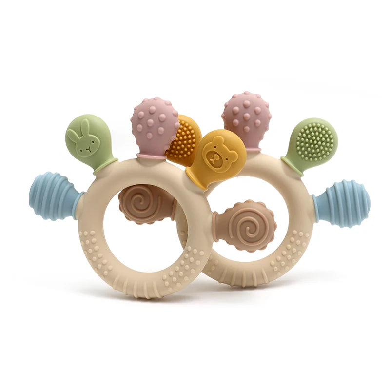 New Hand Multicolor Silicone Baby Ring Teether