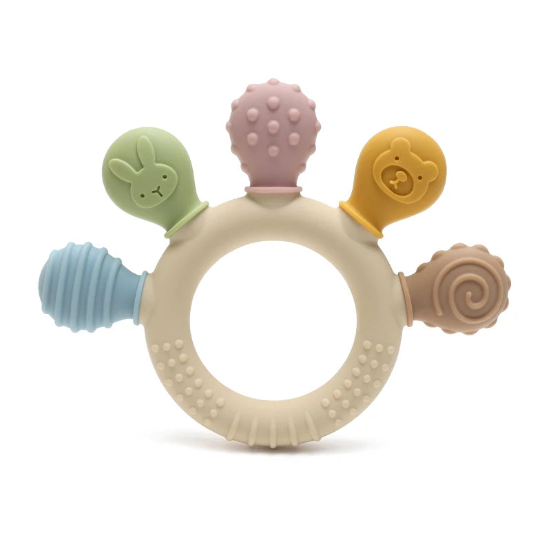 New Hand Multicolor Silicone Baby Ring Teether