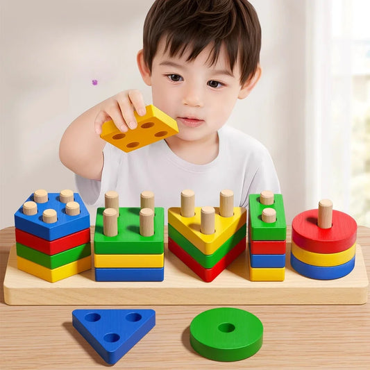 ontessori Wooden Sorting & Stacking Toy
