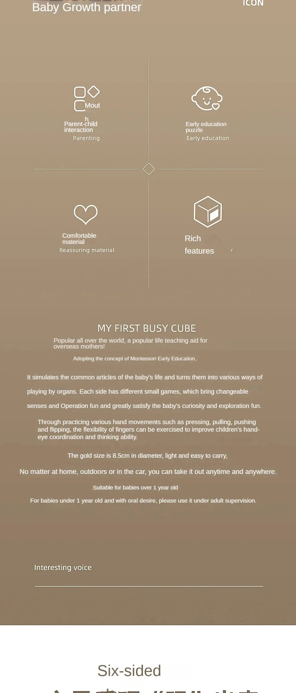 6-in-1 Montessori Skills Drawer Cube – Sensory Busy Board for Toddlers