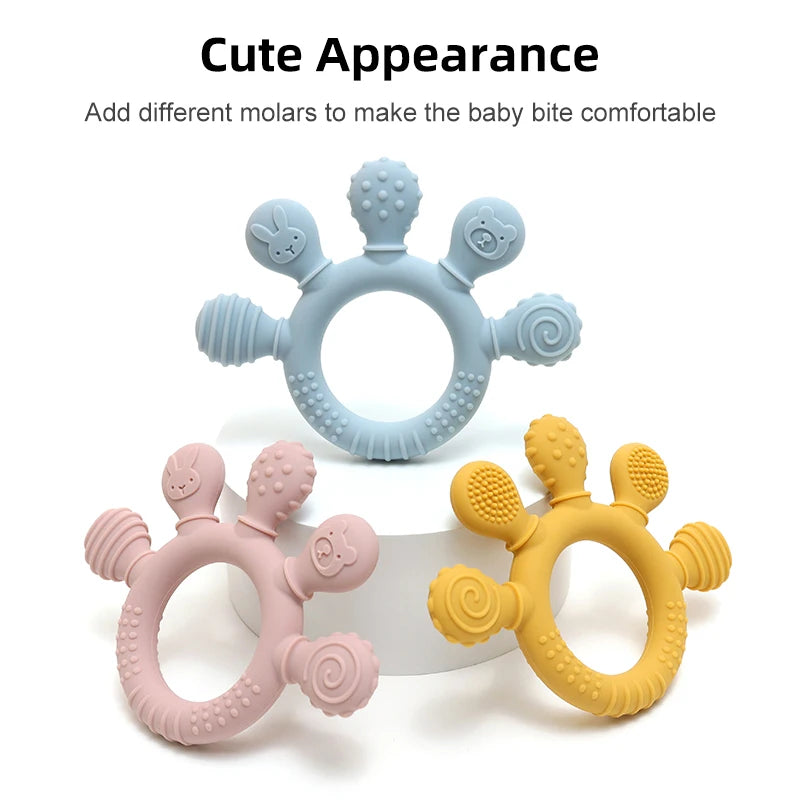 New Hand Multicolor Silicone Baby Ring Teether