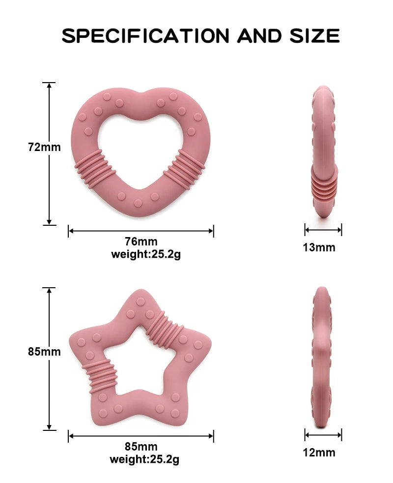 new star silicone teether Food Grade heart baby Teething toy