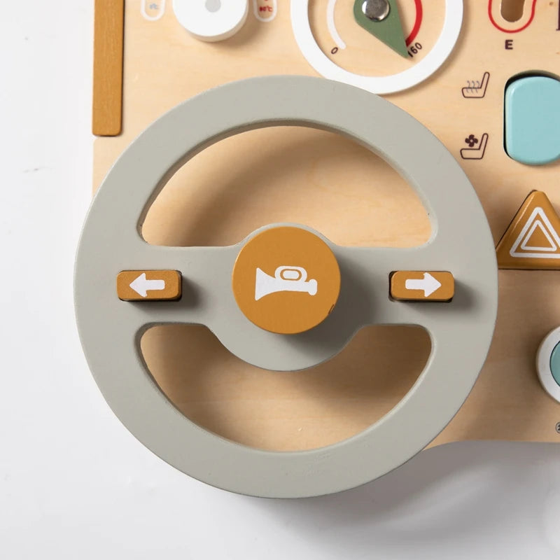 Montessori Wooden Car Steering Wheel Busy Board