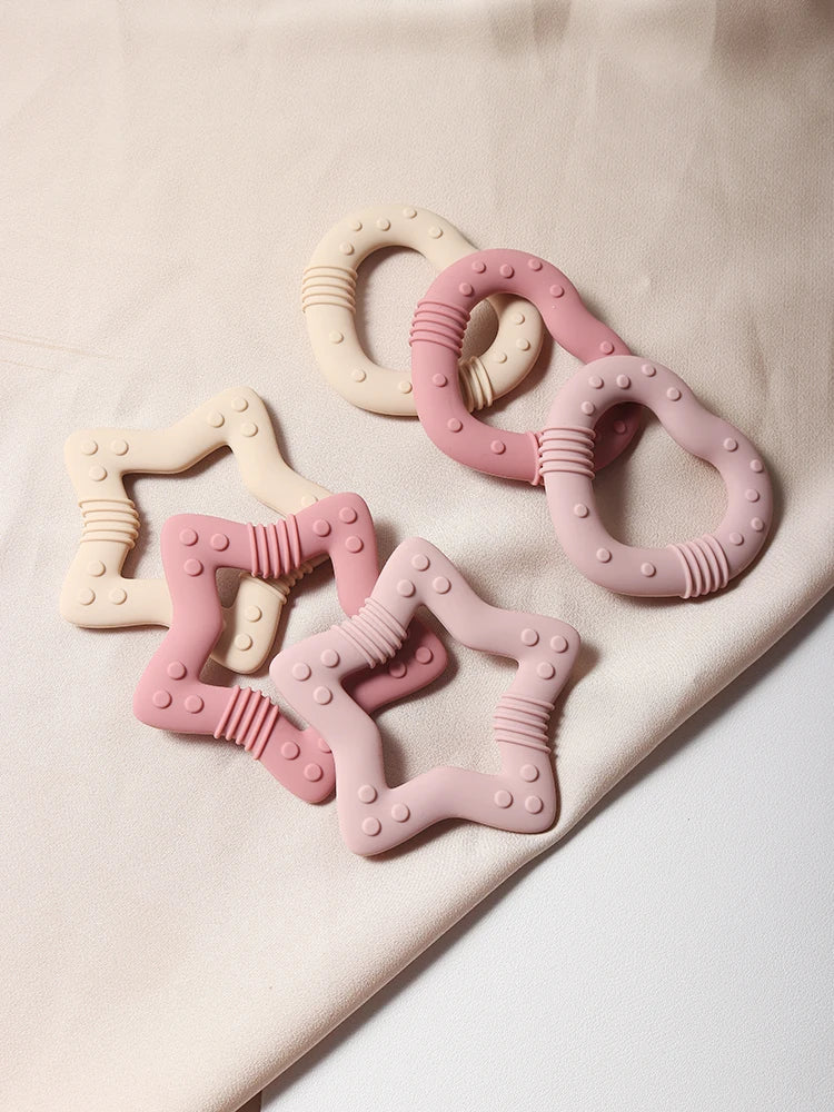 new star silicone teether Food Grade heart baby Teething toy
