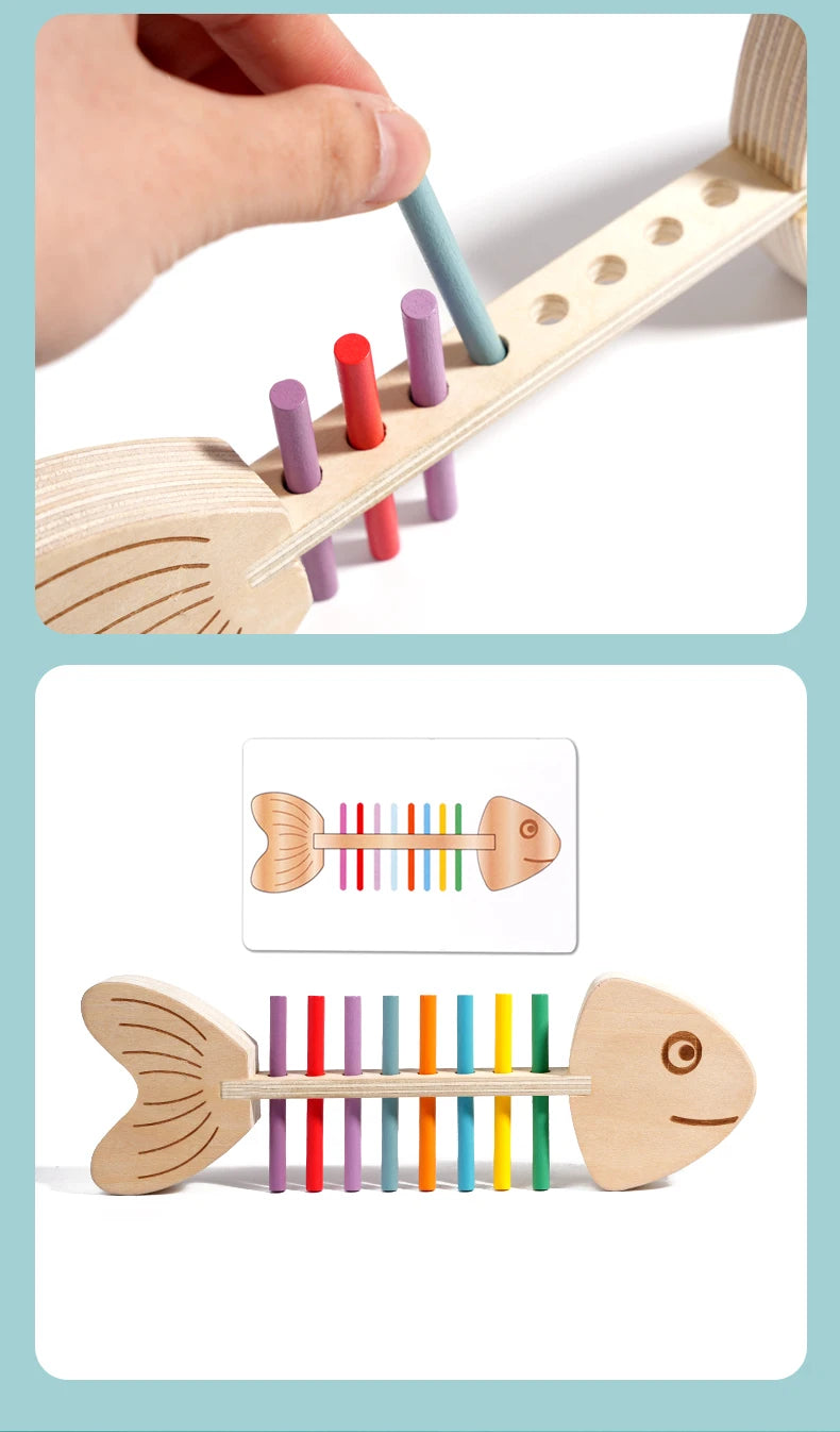 Montessori Color Matching Sensory Toys Wooden Balance Stick Fine Training Game Puzzle Toy For Boys Girls Birthday  Gift