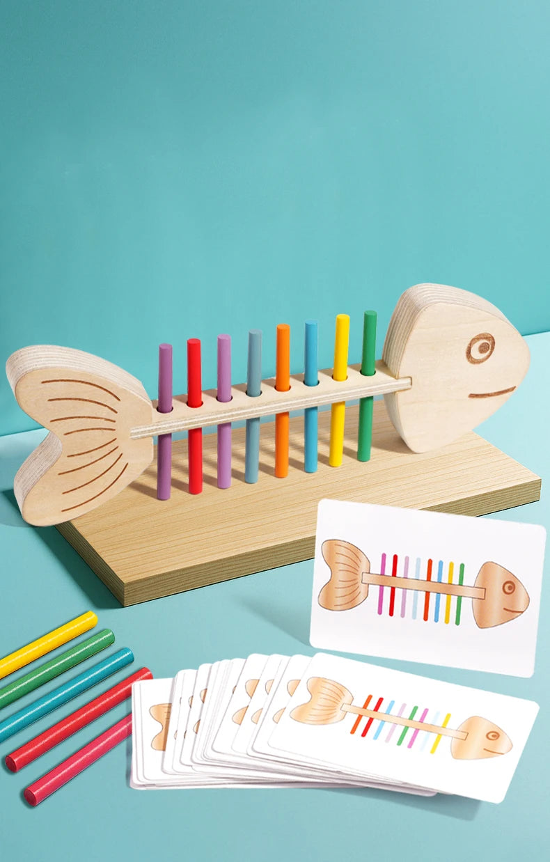 Montessori Color Matching Sensory Toys Wooden Balance Stick Fine Training Game Puzzle Toy For Boys Girls Birthday  Gift