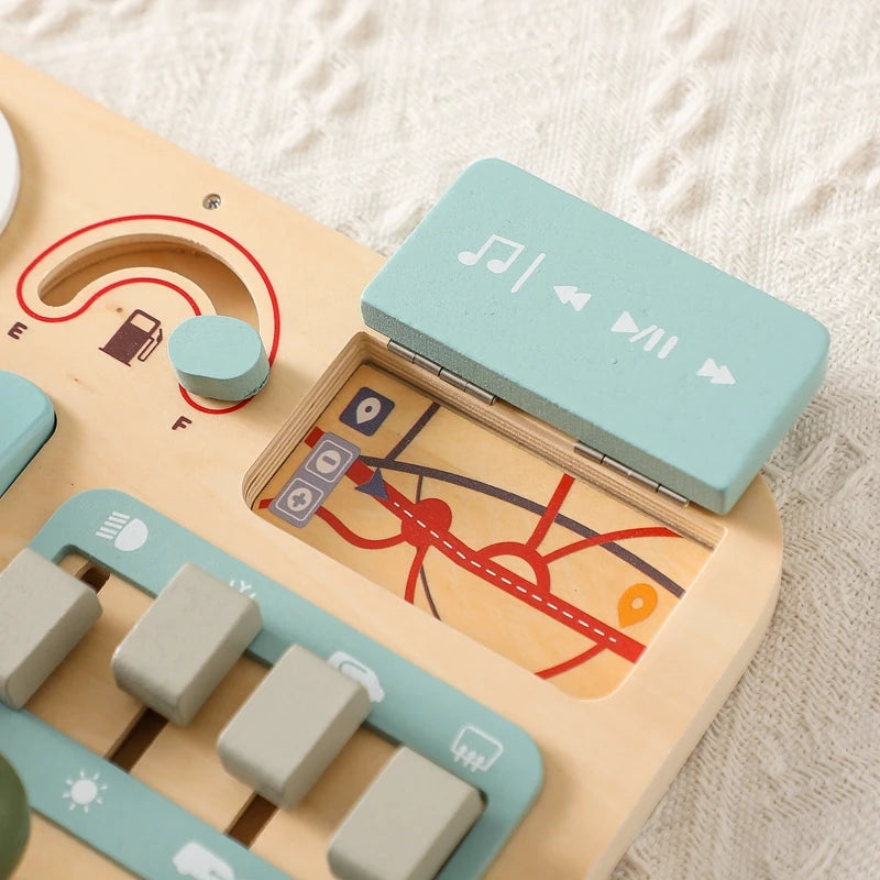 Montessori Wooden Car Steering Wheel Busy Board