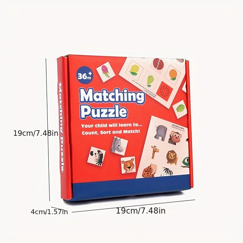 Wooden Cognitive Matching Puzzle – Montessori Fruit & Animal Pairing Board | Educational Toy for Toddlers & Kids