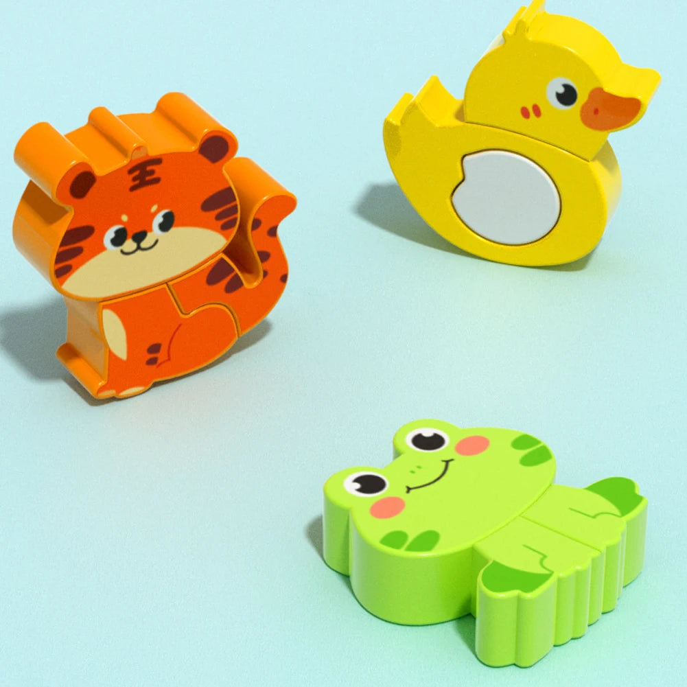 4-in-1 Wooden 3D Cartoon Animal Cognitive Puzzle