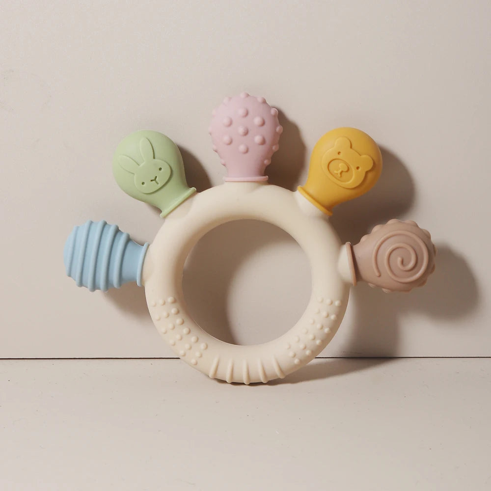 New Hand Multicolor Silicone Baby Ring Teether
