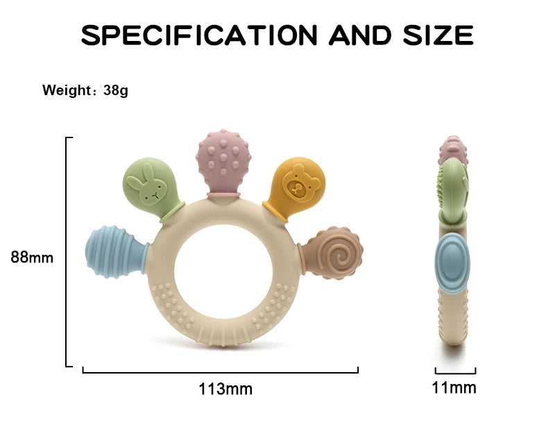New Hand Multicolor Silicone Baby Ring Teether