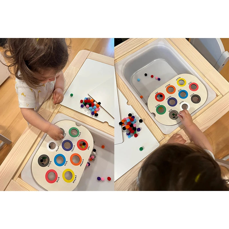 Children's Sensory Tray Table Color Hairball Game Wooden Tile Montessori Early Education Toys Kids Toys Educational Accessories
